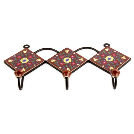 Brown Yellow Flower Tiles Hook